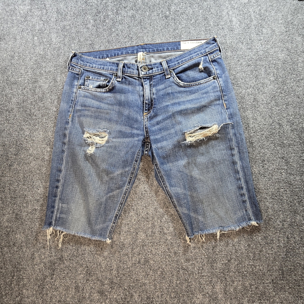 rag & bone The Dre Distressed Denim Shorts Womens 28 Blue